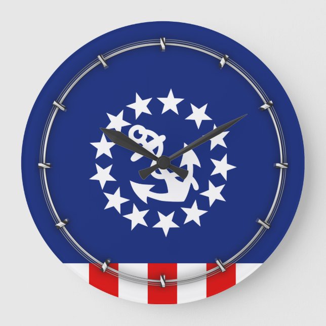 Nautical American Yacht Flag Symbol Large Clock (Front)