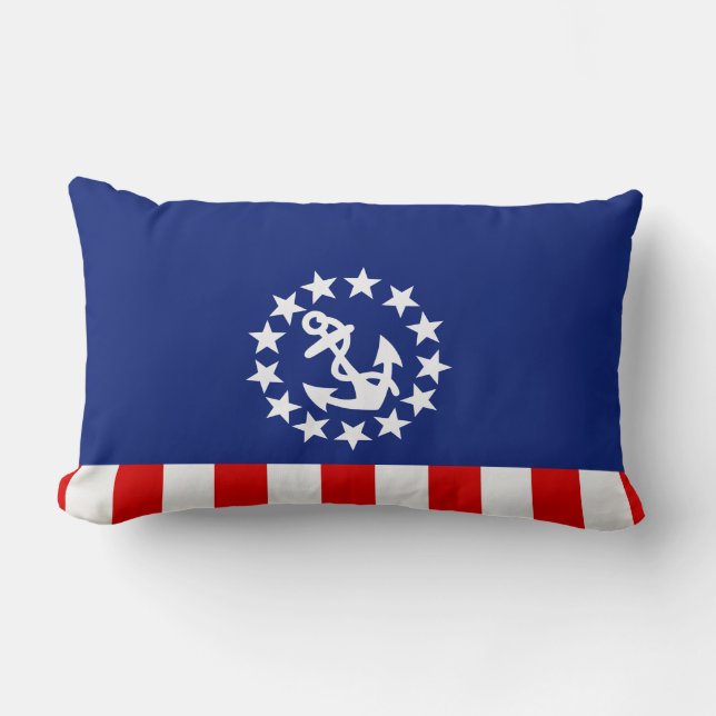 Nautical American Yacht Flag Symbol Lumbar Pillow (Front)