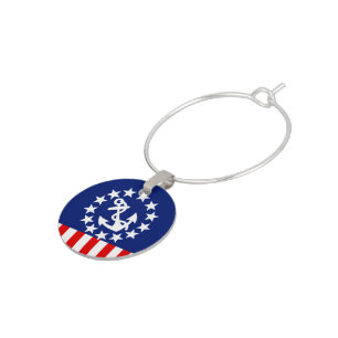 Nautical American Yacht Flag Symbol Wine Glass Charm