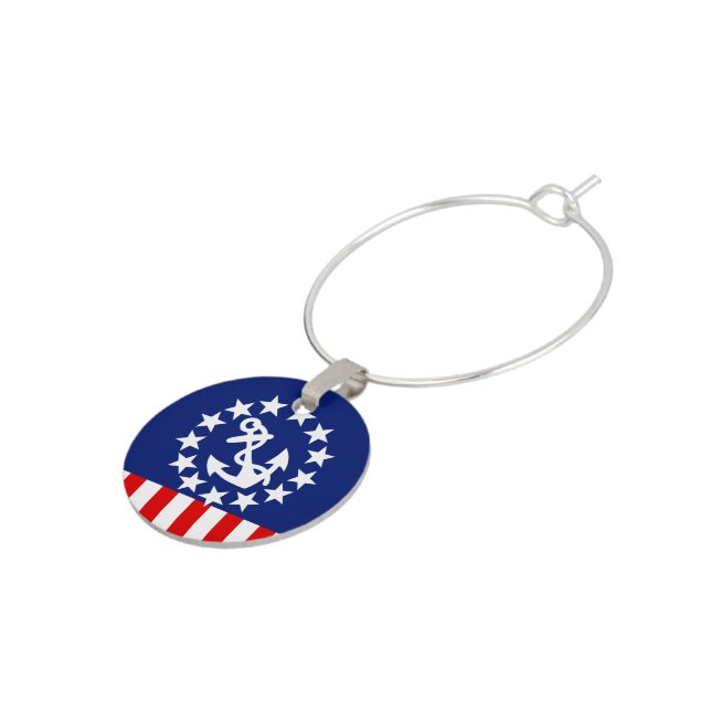 Nautical American Yacht Flag Symbol Wine Glass Charm (Side)