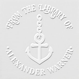 Nautical Anchor #2 “From the library of” Name Book Embosser