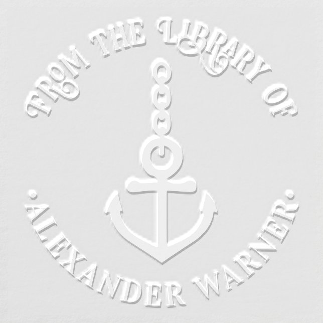 Nautical Anchor #2 “From the library of” Name Book Embosser (Design)