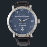 Nautical Anchor 80th Birthday Eighty Vintage Navy  Watch<br><div class="desc">Anchor,  nautical,  80 years of being awesome. Est. 1943. 80th Birthday,  eighty,  80 years old,  navy blue and white,  funny watch.</div>