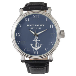 Nautical Anchor 80th Birthday Luxury Vintage Navy Watch