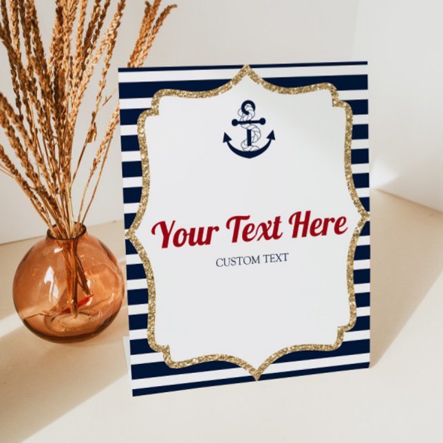 Nautical Anchor Ahoy Custom Text Table Party Sign (Creator Uploaded)