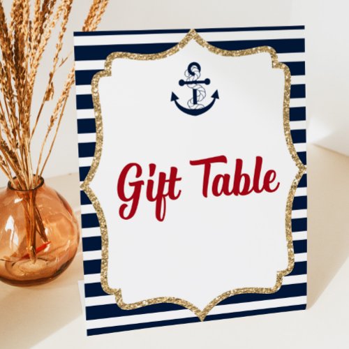 Nautical Anchor Ahoy Gift Table Party Sign