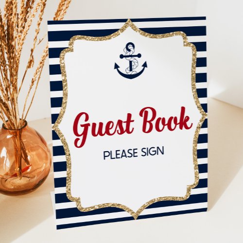 Nautical Anchor Ahoy Guest Book Table Party Sign