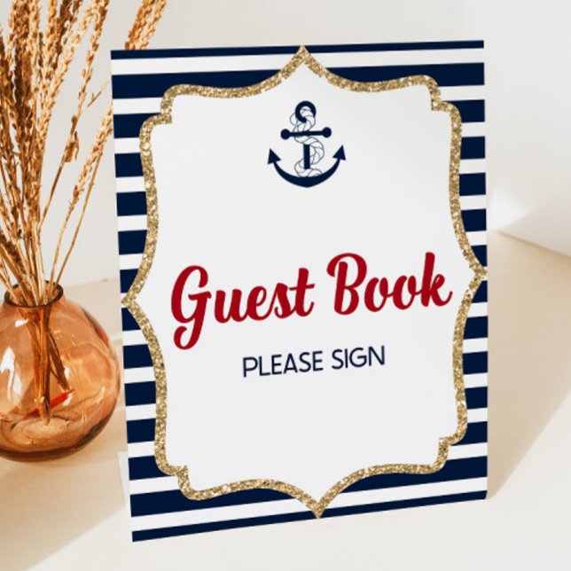 Nautical Anchor Ahoy Guest Book Table Party Sign (Creator Uploaded)