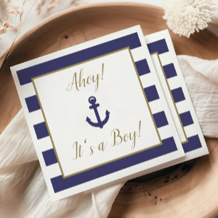Nautical Anchor "Ahoy! It's a Boy!" Baby Shower Napkins