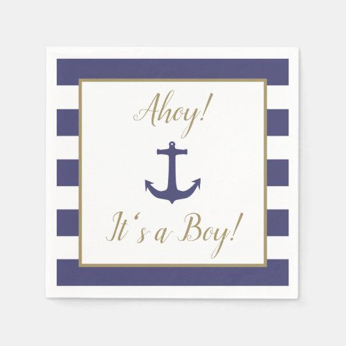 Nautical Anchor Ahoy Its a Boy Baby Shower Napkins