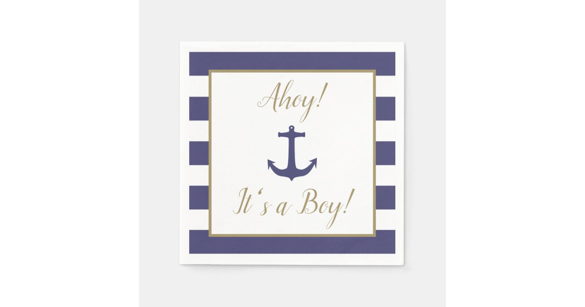 Nautical Anchor Ahoy It S A Boy Baby Shower Napkins Zazzle Com