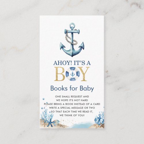Nautical Anchor Ahoy Its a Boy Books for Baby Enclosure Card