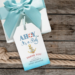 Nautical Anchor Ahoy It's A Boy Personalized Gift Tags