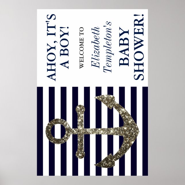 Nautical Anchor Ahoy It's a Boy Welcome Poster (Front)