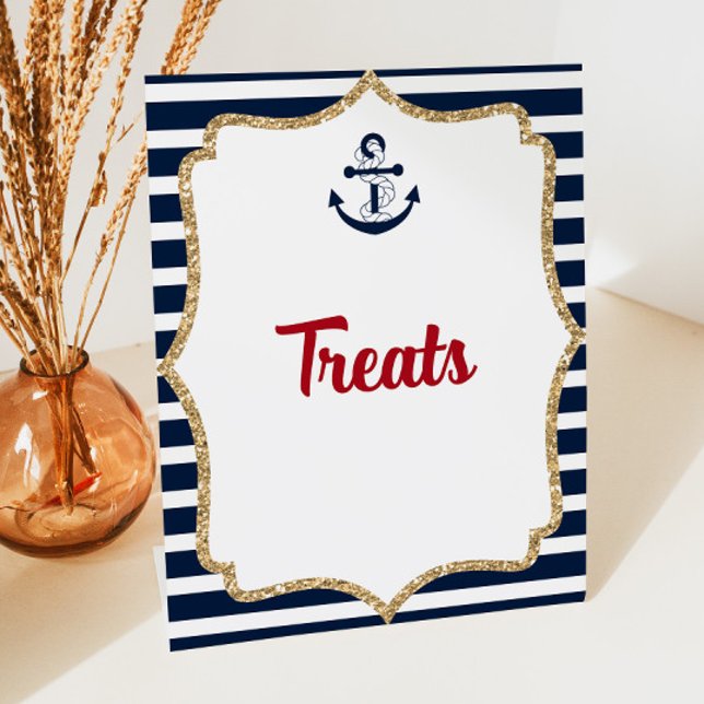 Nautical Anchor Ahoy Treats Table Party Sign (Creator Uploaded)