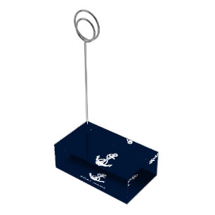 Nautical Anchor and Boat Name Navy Blue Place Card Holder