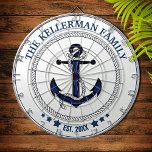 Nautical Anchor and Family Name Custom Dart Board<br><div class="desc">Classy,  trendy,  nautical theme with your family name and date established.</div>
