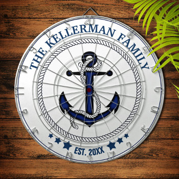Nautical Anchor And Family Name Custom Dart Board by reflections06 at Zazzle