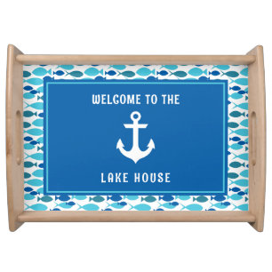 Nautical Anchor and Fish Welcome Lake House Serving Tray