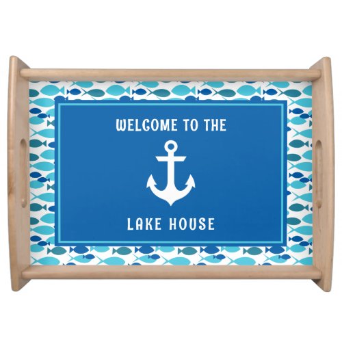 Nautical Anchor and Fish Welcome Lake House Serving Tray