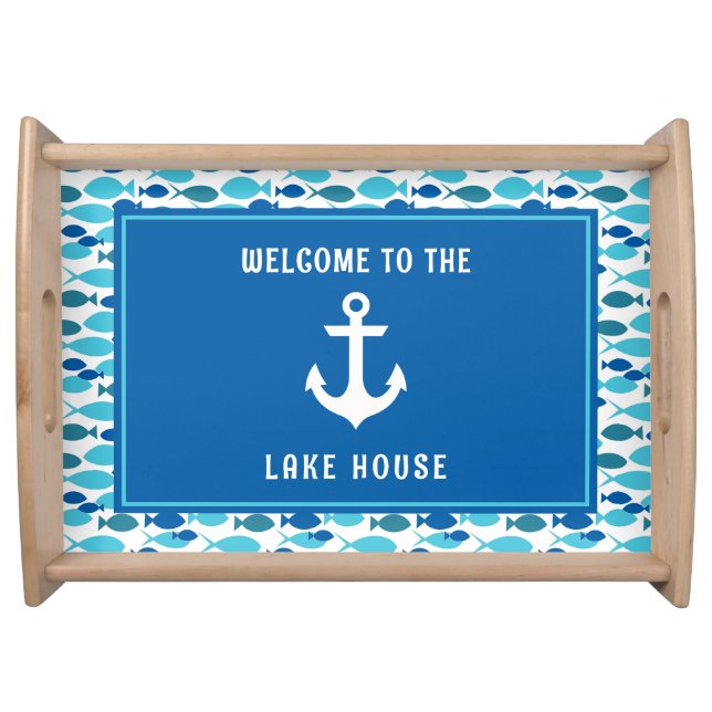 Nautical Anchor and Fish Welcome Lake House Serving Tray (Front)