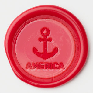 Nautical Anchor and Name Text Red Wax Seal Sticker