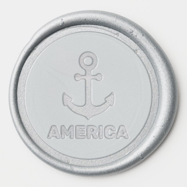 Nautical Anchor and Name Text Wax Seal Sticker (Front)