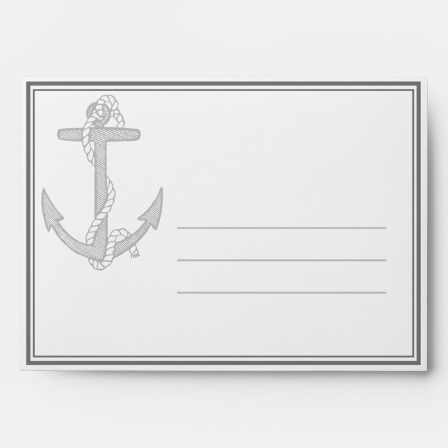 Nautical Anchor and Rope (black gradient) Envelope (Front)