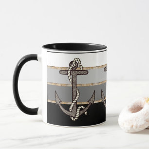 Nautical Anchor and Rope (black gradient) Mug
