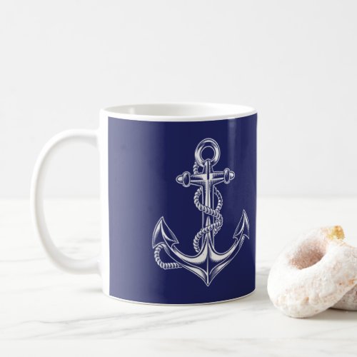 Nautical Anchor and Rope Blue Coffee Mug