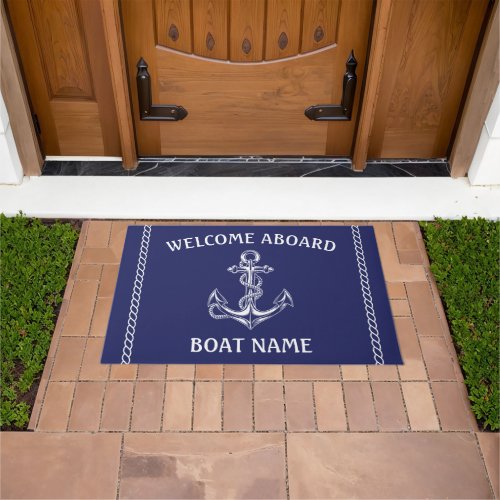 Nautical Anchor and Rope Blue  Doormat