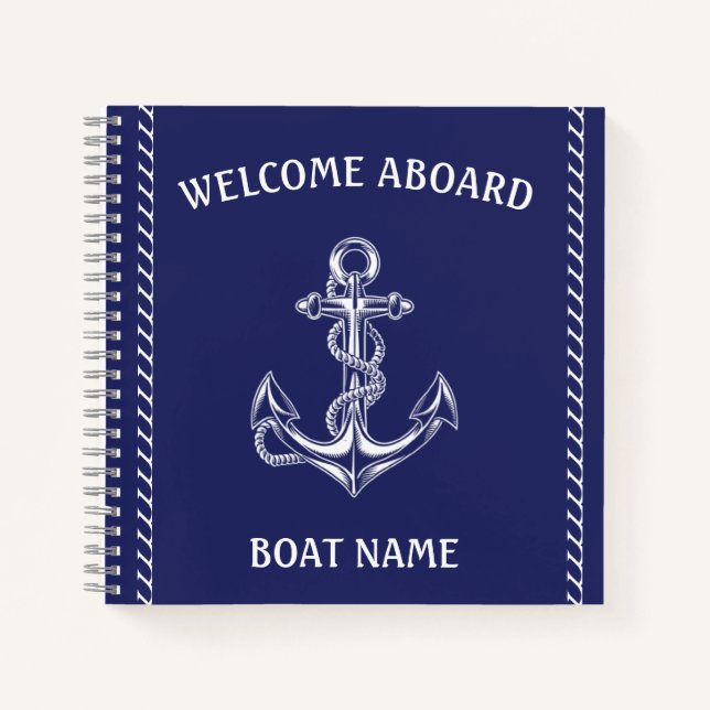 Nautical Anchor and Rope Blue  Notebook (Front)