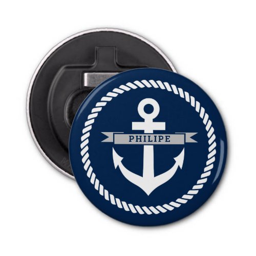 Nautical anchor and rope custom magnetic beer bottle opener