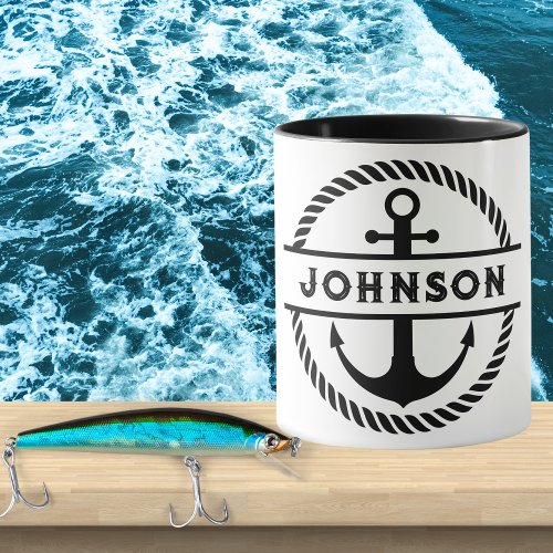 Nautical Anchor and Rope Signature  Mug