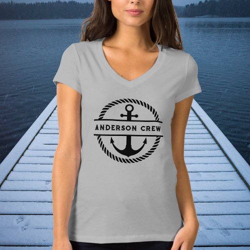 Nautical Anchor and Rope Split Monogram  T_Shirt