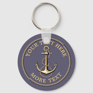 Nautical Anchor And Rope Template Keychain