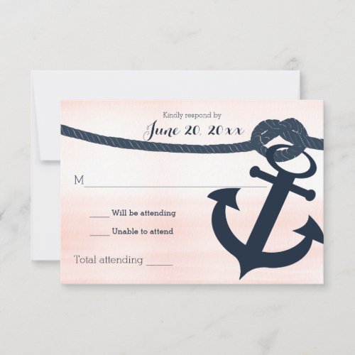 Nautical Anchor and Rope Wedding Response Blush