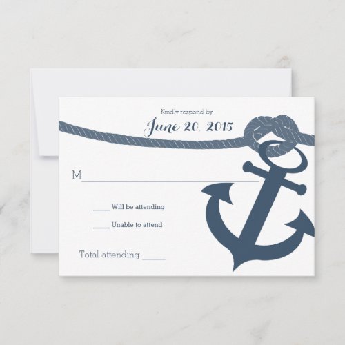 Nautical Anchor and Rope Wedding Response Card Invite