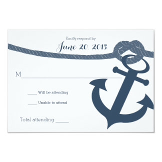 Nautical Anchor and Rope Wedding Response Card