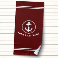 Nautical Anchor and Rope with Boat Name Deep Red