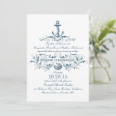 nautical anchor and seashell beach wedding invites (Standing Front)