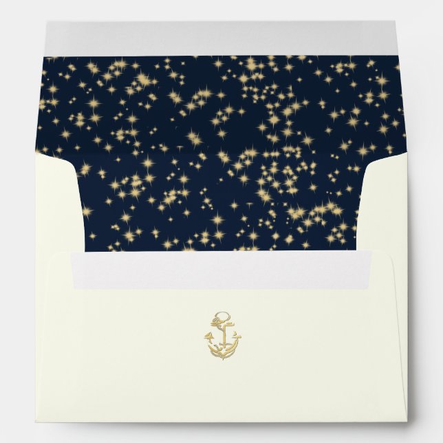 Nautical Anchor and Starry Sky Navy Blue Envelope (Back (Bottom))