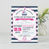 Nautical Anchor and Stripe Baby Shower Invitation (Standing Front)