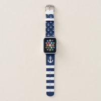 Nautical Anchor and Stripes Monogram Apple Watch Band