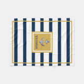 Nautical Anchor and Stripes Personalized Fleece Blanket (Front (Horizontal))