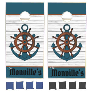 Nautical Anchor and Wheel Cornhole Set