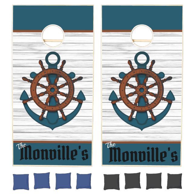 Nautical Anchor and Wheel Cornhole Set (Set)