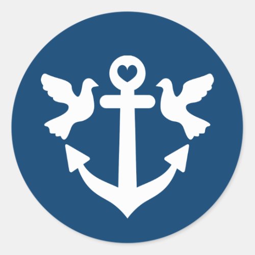 Nautical anchor and white doves wedding stickers