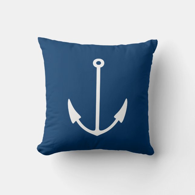 Nautical anchor aweigh pillow cushion | Navy Blue (Front)