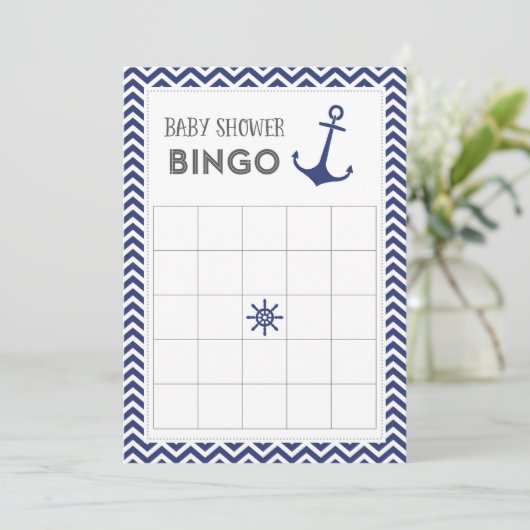 Nautical Anchor Baby Shower Bingo Card (Standing Front)